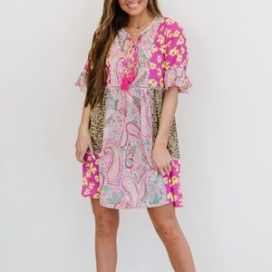 NWOT Oddi So Happy Together Patchwork Boho Dress